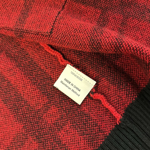 Fashion Open Front Long Red Sweater with Hood Size Large - Picture 9 of 9